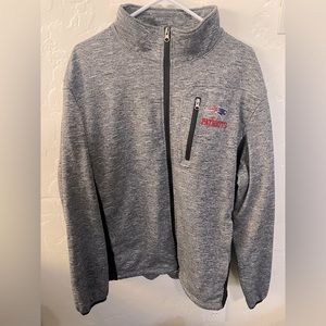 Men's NFL New England Patriots Antigua Heather Gray And Black Zip Up Sweater XXL